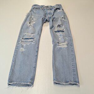 Moussy Vintage Size 26 Distressed Cropped Light Wash Jeans